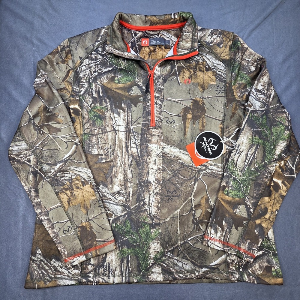 American Outdoorsman Realtree Extra Men's 1/4 Zip Camo Pullover Sz Large‎ NWT